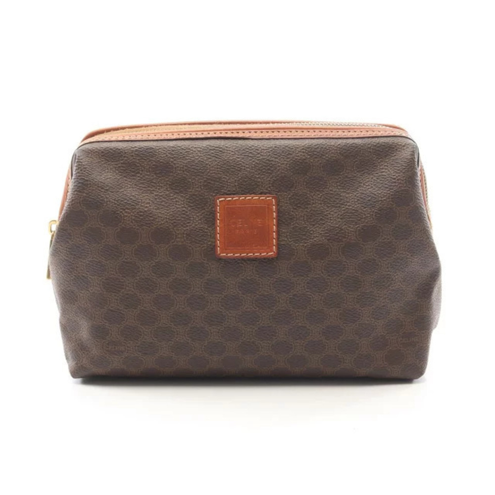 Celine Macadam Pouch Clutch Bag Leather Brown